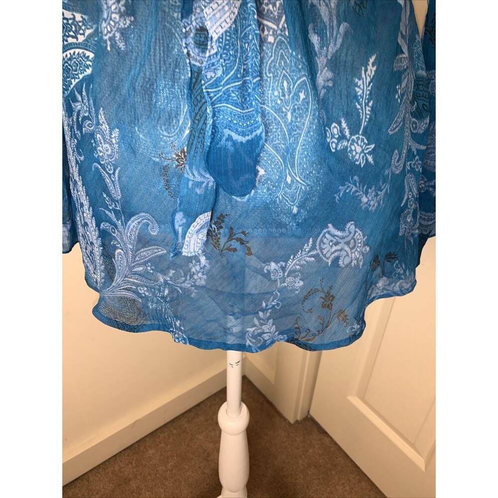 Vtg Whimsigoth Y2K Fairy Blouse Bell Sleeves Sheer Beaded Boho Witchy Ethereal M - Picture 10 of 16